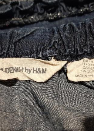 Denim by h&m красивая детская юбка синяя мини котоновая с рюшками на девочку 5-10лет8 фото