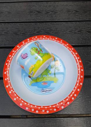 Дитячий комплект тарілок і чашки babydream2 фото