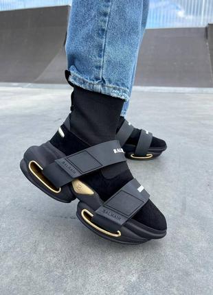 Кроссовки женские balmain b-bold sneakers ‘black gold’3 фото