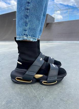 Кроссовки женские balmain b-bold sneakers ‘black gold’1 фото