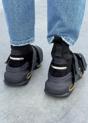 Кроссовки женские balmain b-bold sneakers ‘black gold’5 фото