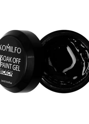 Гель-фарба komilfo no001 black (чорний) для лиття, 5 мл