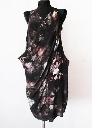 Красивейшее двухслойное асимметричное платье allsaints шелк