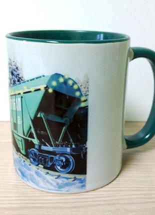 Кружка "тёмно-зелёная" с нанесением логотипа, фотографии, надписи