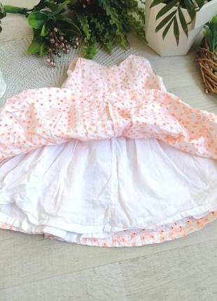 Платье на малышку 3-6 мес белое оранжевое праздничное с ришелье early days4 фото