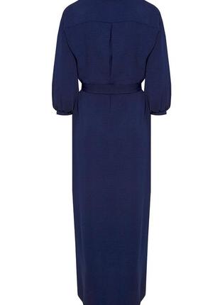 Женское длинное платье-рубашка темно-синего цвета. модель lamira zaps. коллекция весна-лето 20246 фото
