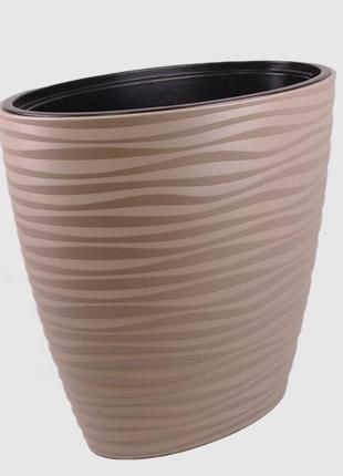 Кашпо з вкладишем сахара еліпс 50х60 см 85 л сіро-бежевий морозостійкий