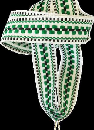 Лента для медали "бело-зелёный орнамент" 20 мм