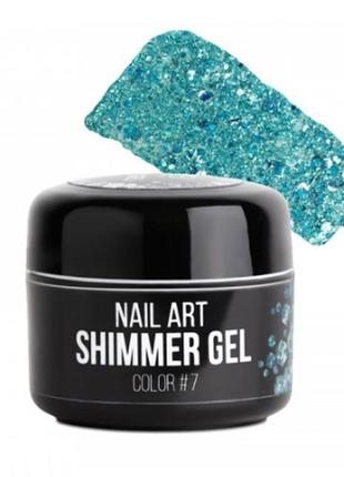 Гель nub shimmer gel 07, бирюзовый голографический микс блесток и конфетти, 5 г