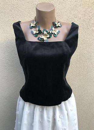 Вінтаж,чорний оксамит,велюр блуза,топ-майка,преміум бренд