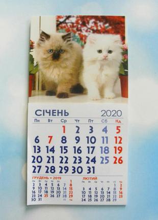 Календар магнітний відривний сувенірний на 2020 р. "коти"