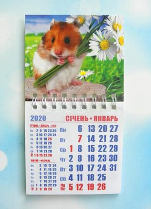 Календарь магнитный отрывной сувенирный на 2020 г.  "год крысы" - арт 1