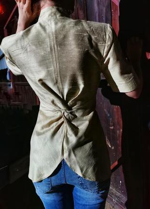Блейзер пиджак жакет винтажный ariella с узлом драпировкой воротник стойка вискоза4 фото