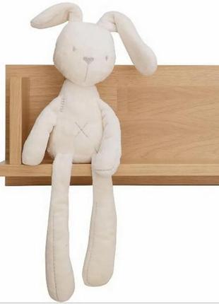 Плюшевий білий заєць, м'яка іграшка обіймашка кролик для сну дитячий антистрес5 фото
