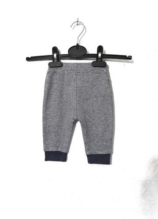 George дитячі штани на хлопчика 3-6міс сірі в смужку пояс на резинці трикотажні5 фото