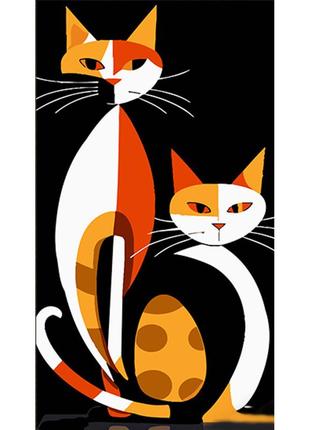 Картина по номерам геометрические коты в стиле сюрреализма 50х25см, термопакет, тм стратег, украина