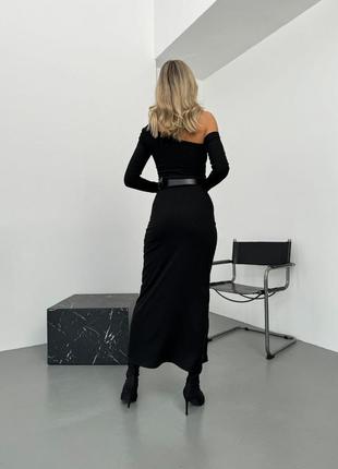 Роскошное и романтическое черное платье меди с поясом2 фото