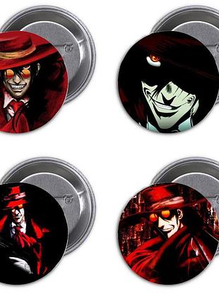 Значки аніме треос  "хеллсінг: війна з нечистю" ("hellsing: ultimate") - набір 4 шт.