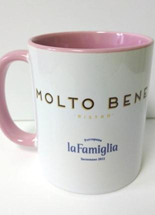 Чашка (кружка) "розовая" с вашим логотипом, фотографией, надписью
