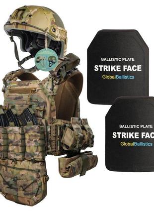 Базовый набор индивидуальной защиты: шлем fast + плитоноска с полным набором подсумков + плиты 6 кл. мультикам
