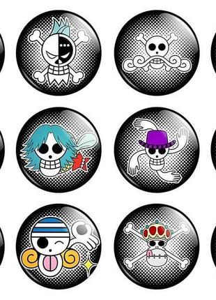 Значки аниме треос "one piece" (ван пис) - набор 12 шт.  (арт. 135441)