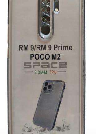 Силиконовая накладка (бампер) для смартфона xiaomi redmi 9/ 9 prime/ poco m2 / space tpu / прозрачный черний2 фото