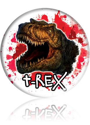 Закатной круглый значок - "т-рекс"