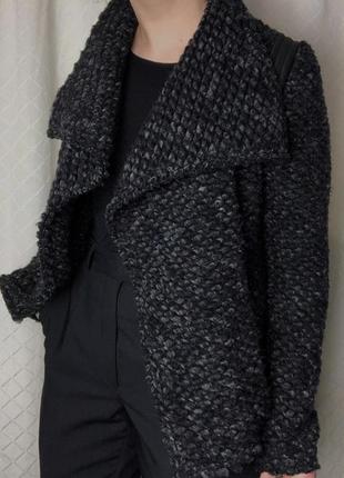 Imperial шерстяной дизайнерский жакет ассиметричный необработанные края кардиган пиджак тедди баранчик3 фото