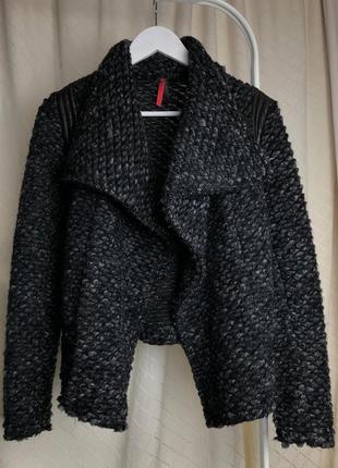 Imperial шерстяной дизайнерский жакет ассиметричный необработанные края кардиган пиджак тедди баранчик5 фото