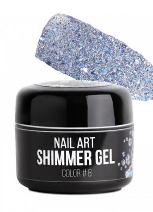 Гель nub shimmer gel 08. ліловий голографічний мікс блискіток і конфетті. 5 г