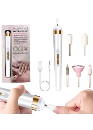 Машинка для маникюра фрезер портативный salon nails 166102l