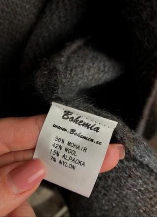 Кардиган bohemia из мохера альпаки и шерсти асимметричный крой дизайнерский оверсайз свитер накидка мохерный шерстяной шерсть абстрактный стиль3 фото
