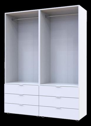Шафа для одягу в спальню гелар білий 155х49,5х203,4 двостулковий гардероб для спальні шафи комплект2 фото