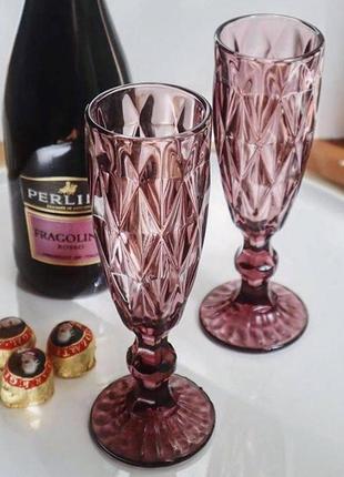Келих для шампанського 150 мл смарагд рожевий olens 34215-5-3