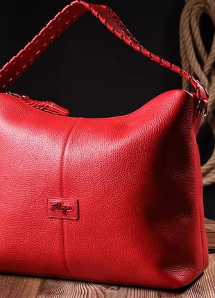 Вместительная женская сумка karya 20849 кожаная красный10 фото