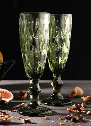 Келих для шампанського olens смарагд 34215-5-1 150 мл зелений2 фото