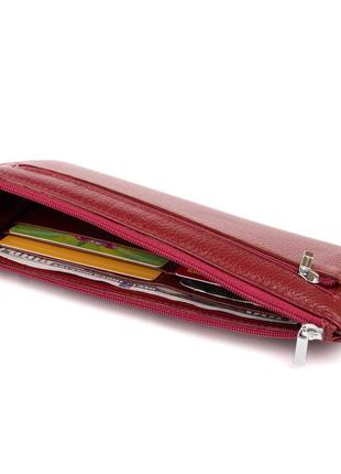 Горизонтальний тонкий гаманець зі шкіри жіночий st leather 19326 бордовий5 фото