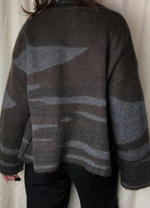 Кардиган bohemia из мохера шерсти и альпаки асимметричный  дизайнерский мохеровый шерстяной альпака свитер оверсайз5 фото