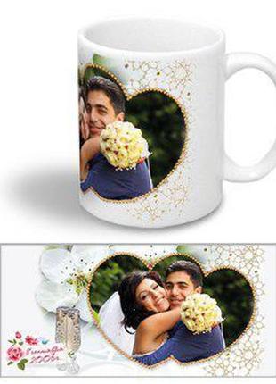 Керамічна чашка на весілля "наречений і наречена"1 фото