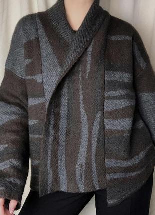 Кардиган bohemia с мохера шерсти и альпаки ассиметричный дизайнерский оверсацз свитер накидка мохеровый шерстяной