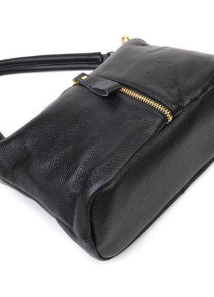 Цікава сумка через плече з натуральної шкіри 22135 vintage чорна3 фото