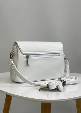 Белая женская сумка кросс-боди на плечо из эко кожи итальянского бренда gildatohetti.6 фото