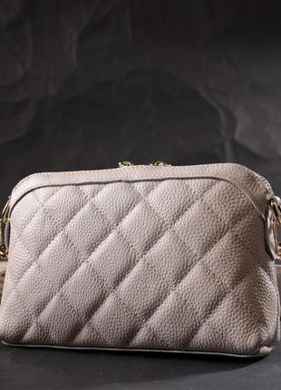 Стильна сумка жіноча через плече з натуральної стьобаної шкіри vintage 22316 біла7 фото