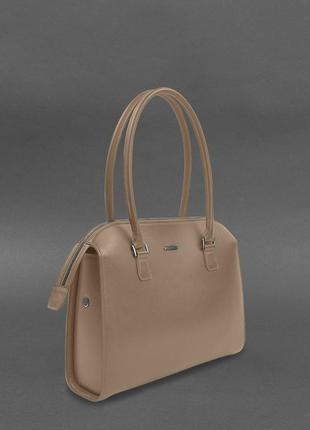 Жіноча шкіряна сумка business світло-бежевий краст blanknote арт. bn-bag-57-light-beige3 фото