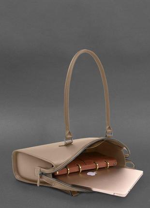 Жіноча шкіряна сумка business світло-бежевий краст blanknote арт. bn-bag-57-light-beige6 фото