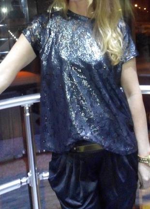 Святковий блузон з напиленням чорно-сталевий