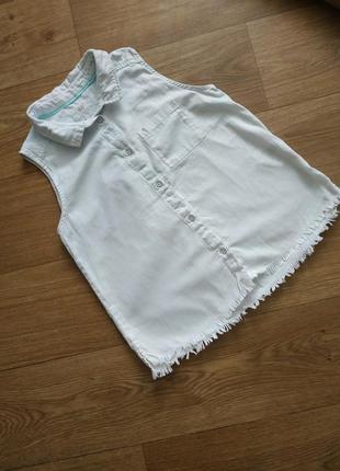 Летняя блуза джинс , с бахромой