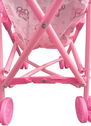 Коляска дитяча рожева з ведмедиками складна іграшкова 50 х 35 х 20 см пластикова5 фото