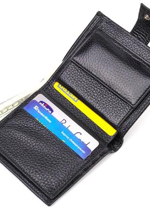 Красивый мужской бумажник из натуральной зернистой кожи canpellini 21730 черный4 фото