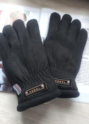 Мужские флисовые перчатки thinsulate черные с манжетом1 фото